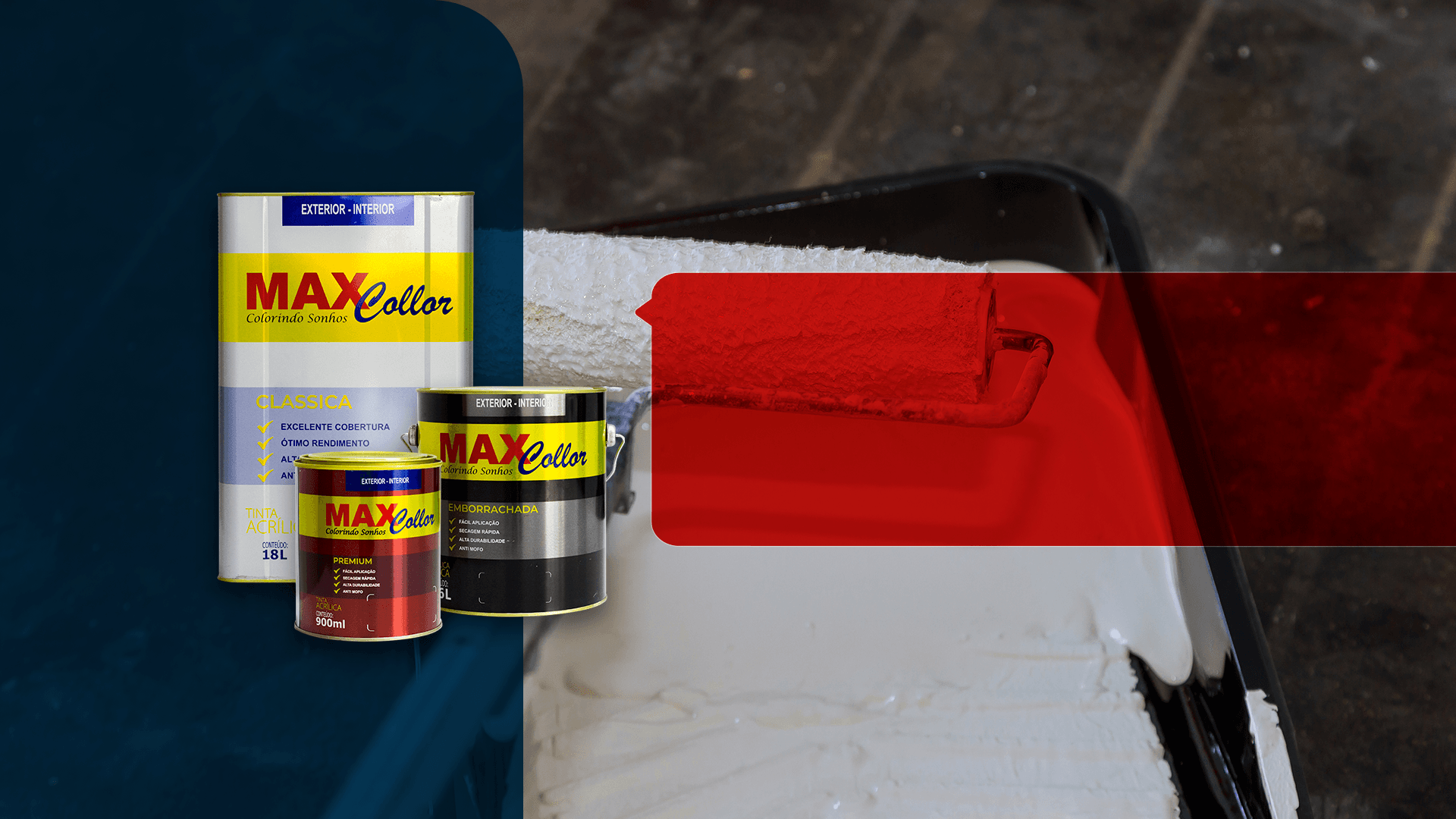 Arte das latas de tinta Max Collor em diferentes tamanhos